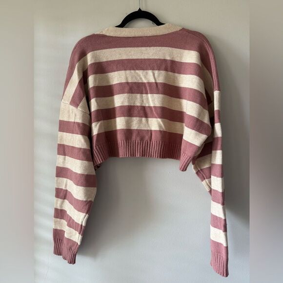 Mable Striped Beige and Mauve Women's Sweater Size L - Picture 7 of 7